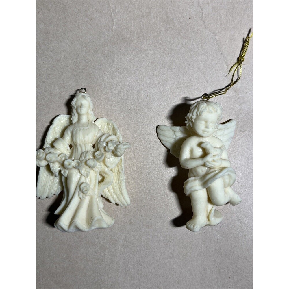 VINTAGE Fairy & ANGEL CHERUB Christmas ORNAMENT‎ Set Of 2